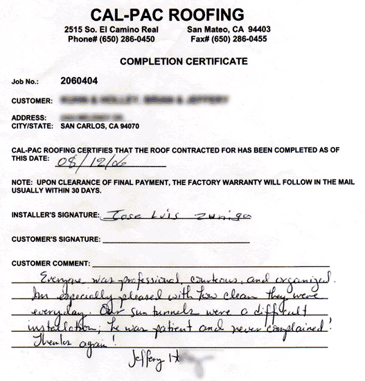 Customer Testimonials - Professional Roof Installation